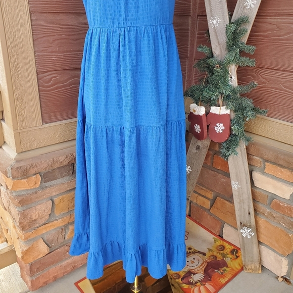 LOFT Beach Vibrant Royal Blue Tiered Ruffle Midi Dress Women's Size Small NWOT - Picture 10 of 12